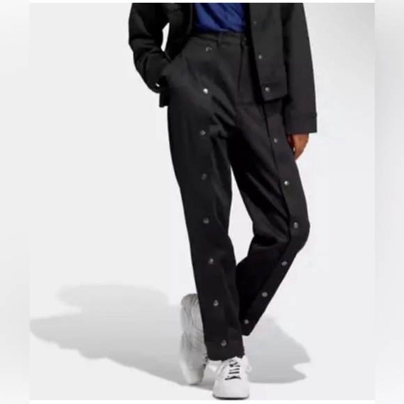 Adidas Blue Version Club Adibreak Black Loose Fit Snap Track Pants SZ 6 NWT - Picture 2 of 9